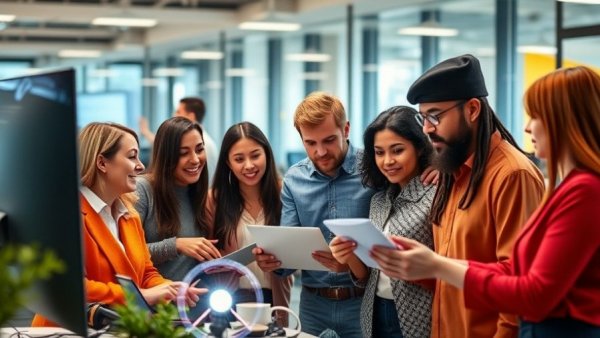 Diverse professionals collaborating on an agentic customer platform.