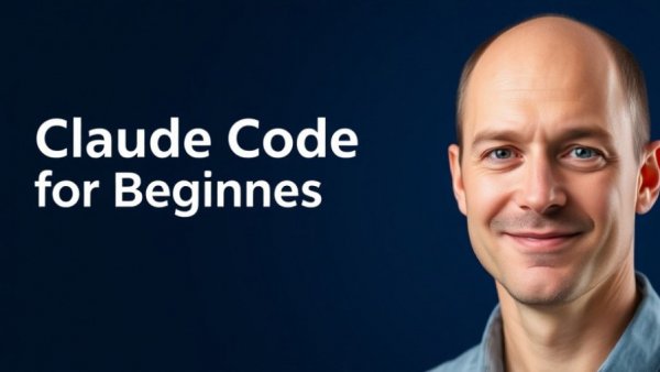 Claude Code for Businesses guide featuring a smiling man with a blue background.