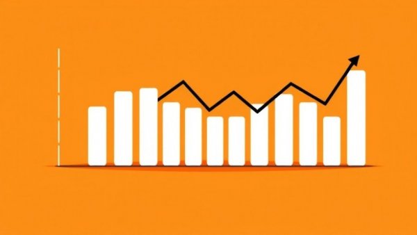 AI Agents in Financial Services: Minimalistic financial bar chart on orange.