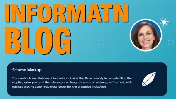 Informative blog header on schema markup with smiling woman.