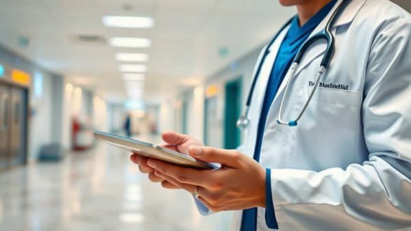 Doctor utilizing advanced tech for Medicare AI Payment Model in hospital.