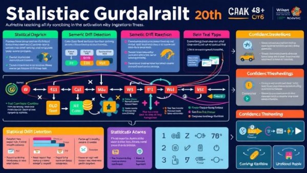 Infographic on statistical guardrails for AI agents with semantic drift and confidence checks.