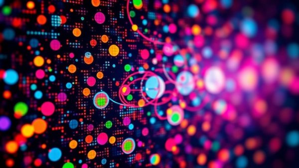 Abstract hotel data breach illustration with colorful effects.