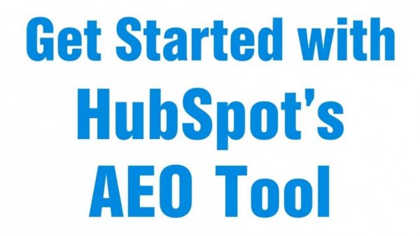 Text image of HubSpot's AEO tool introduction in blue.