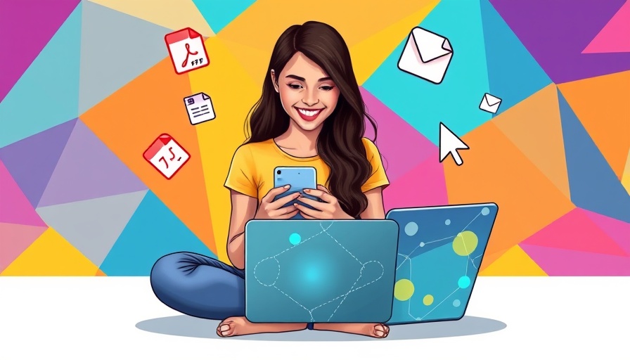 AI-Generated Content in Marketing displayed with digital icons and laptop