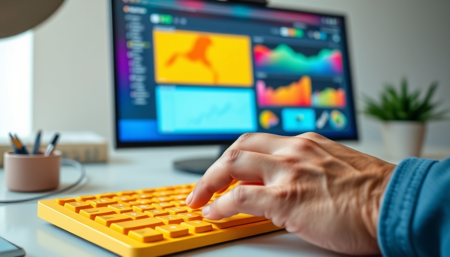Vibrant CRM interface on screen with yellow keyboard, best CRMs for landscaping businesses.