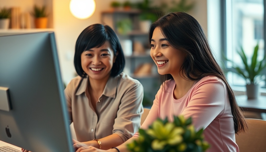 Engaged women using YouTube scripting strategies in an office setting.