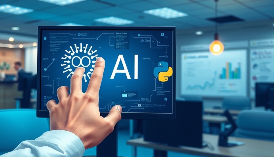 OpenAI API Project in Python illustration with hand and screen.