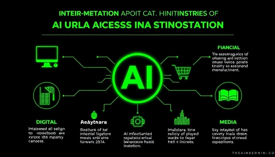 Infographic on AI implementation impact across industries, highlighting scalable AI integrations.