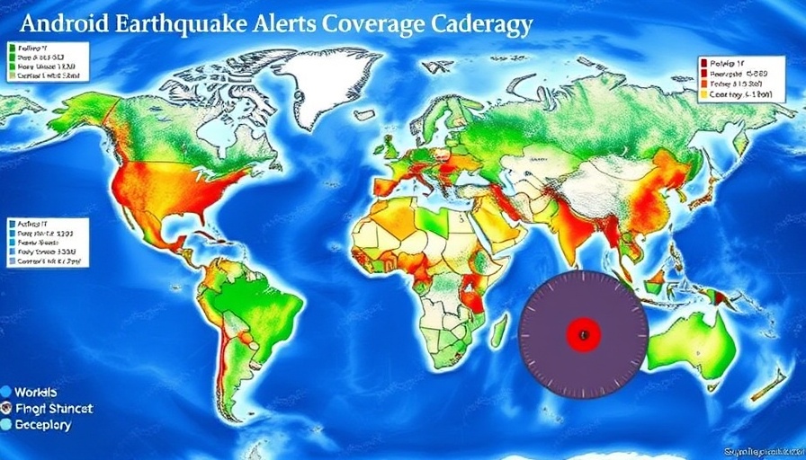 Global Android Earthquake Alerts map showing alert and detection coverage.