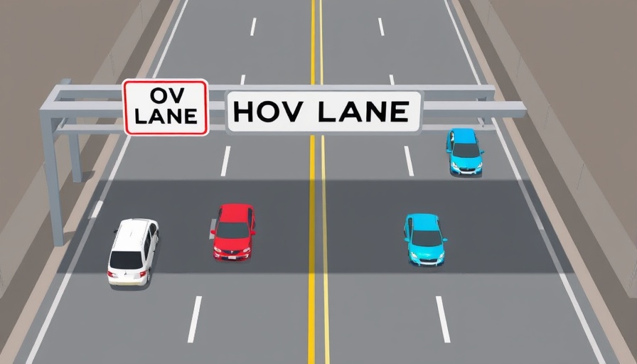 Illustration of HOV lane sign and traffic for HOV-specific ETAs in Google Maps.