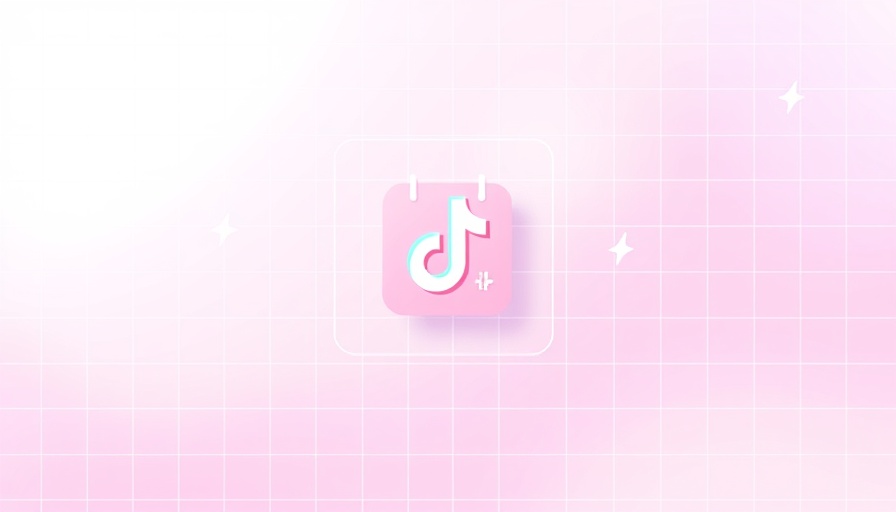 Minimalist illustration with calendar, TikTok logo, and lightning on pastel grid.