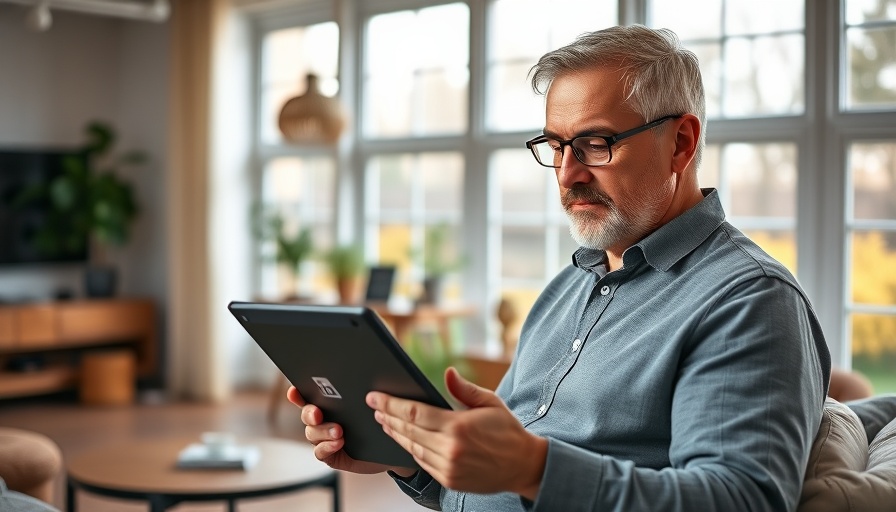 Man viewing LinkedIn profile on tablet at home, LinkedIn statistics for 2025.