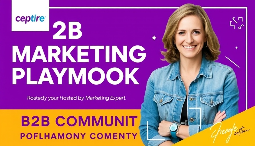 Vibrant B2B marketing community building graphic with smiling woman
