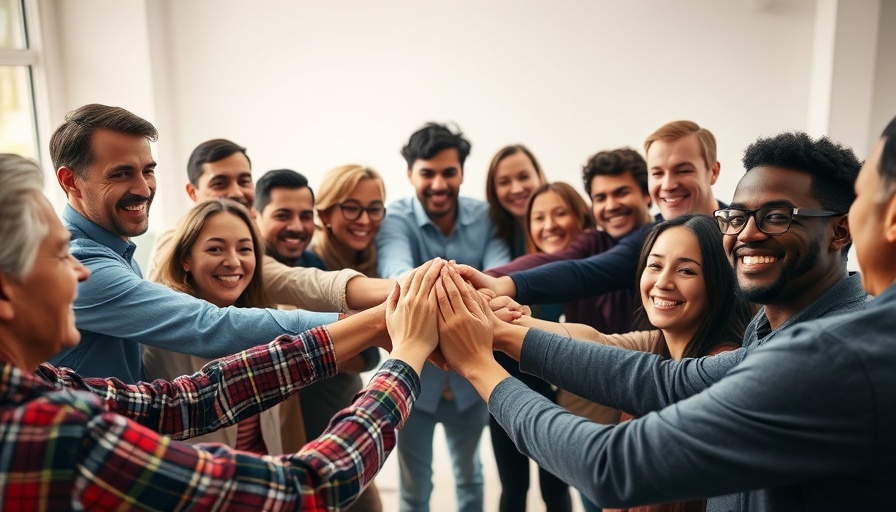 Diverse group team building in circle for full funnel campaigns on LinkedIn.