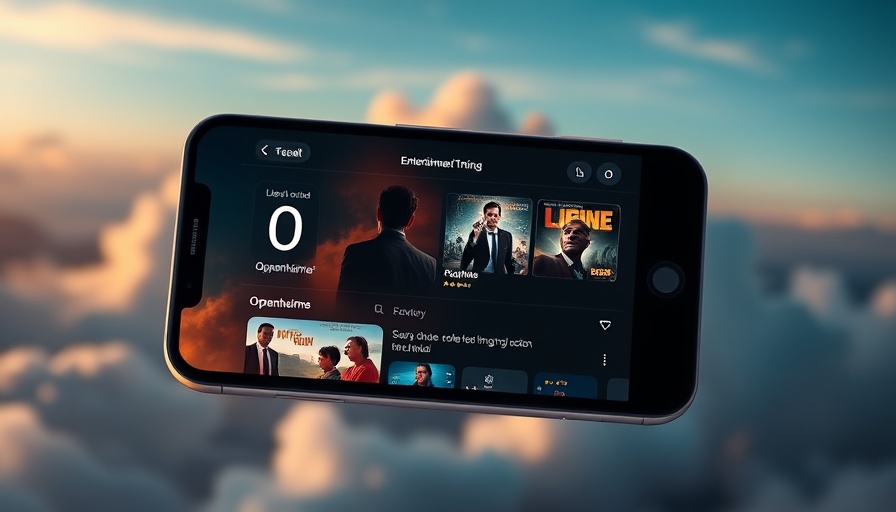 Entertainment Tracking App Sequel interface showing 'Oppenheimer' movie details.