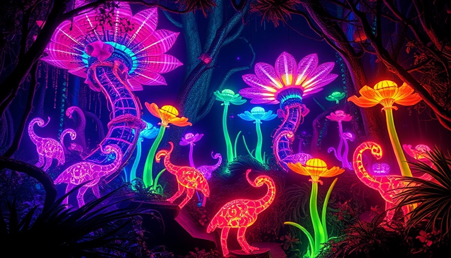 Colorful luminescent plants in Point-and-Click Adventure Growbot.