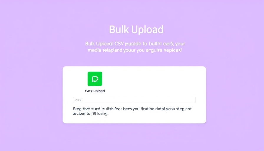 Interface for bulk upload feature with CSV instructions for social media.