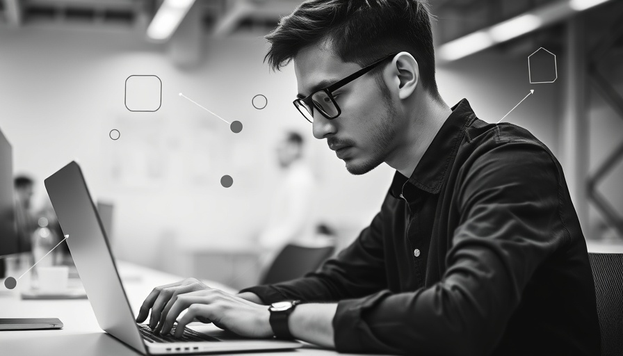 Focused professional analyzing data on a laptop for content research.
