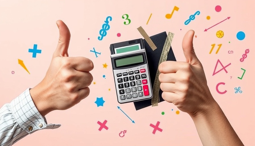 True Customer Acquisition Cost visualized in a vibrant collage with calculator and symbols