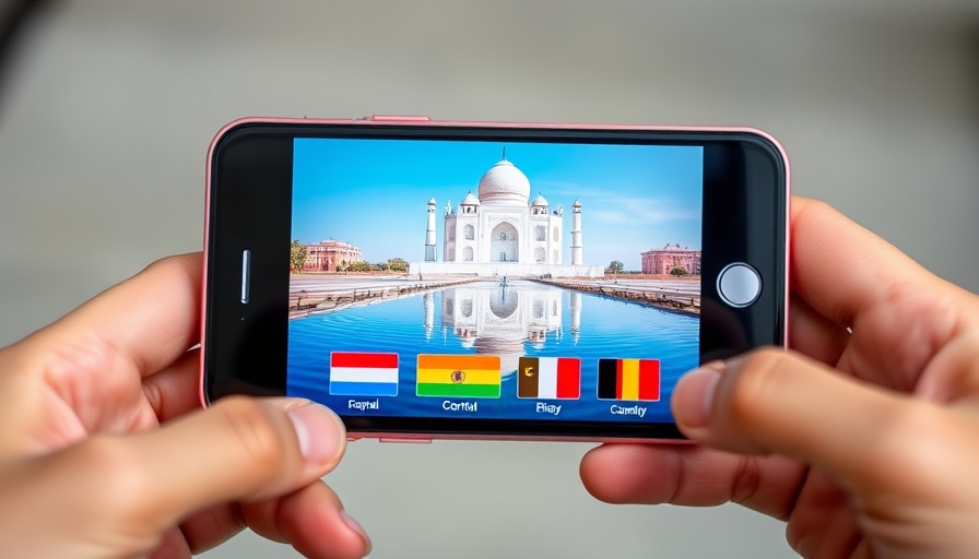 Geography Quiz Globo app on smartphone asking users to guess country from monument.