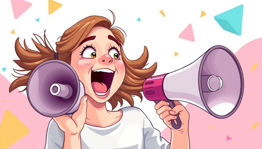 Dynamic woman with megaphone symbolizing brand voice for small businesses.