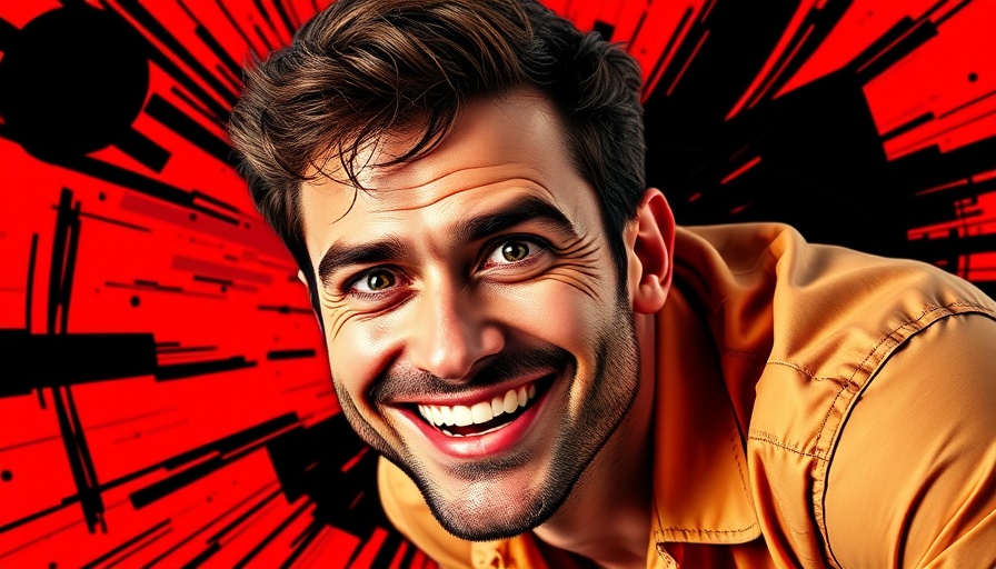 Stylized portrait of man in online marketing context, Pop Art style.