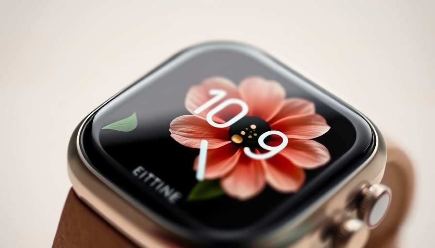 Modern smartwatch display with time 10:09 and flower background.