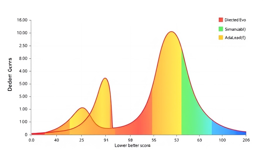 Violin plot illustrating nucleic acid design algorithm order scores with AI, colorful sections representing algorithms.