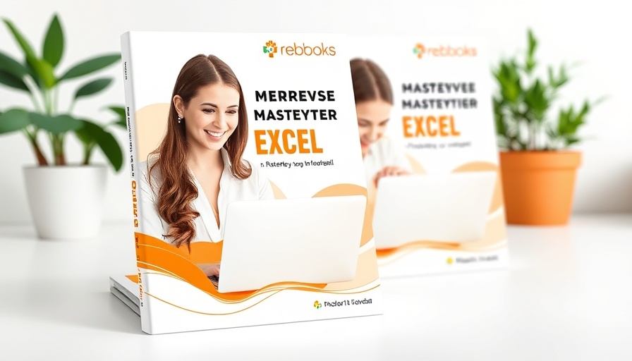 Microsoft Excel Mastery Guide: eBook cover with a woman using a laptop.