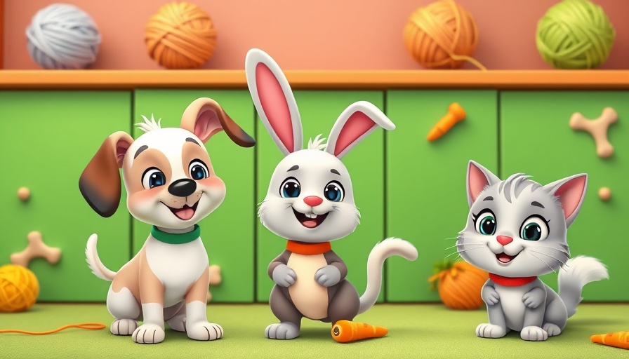 Colorful learning game with cartoon animals and objects