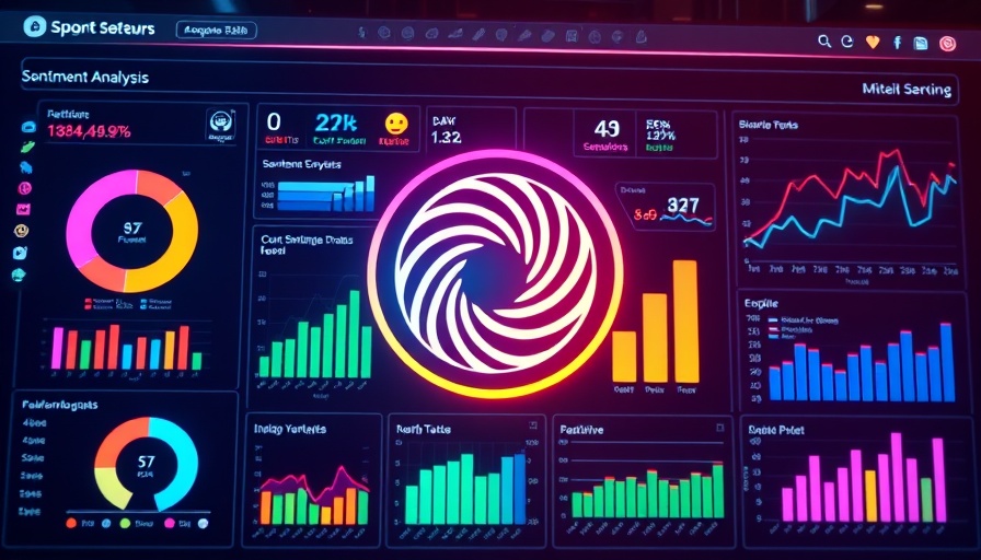 Futuristic dashboard showing sentiment data analysis with Fabi.ai logo.
