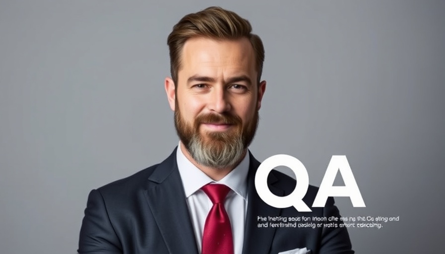 Modern graphic of CEO in formal wear featuring Q&A text, advertising industry evolution.