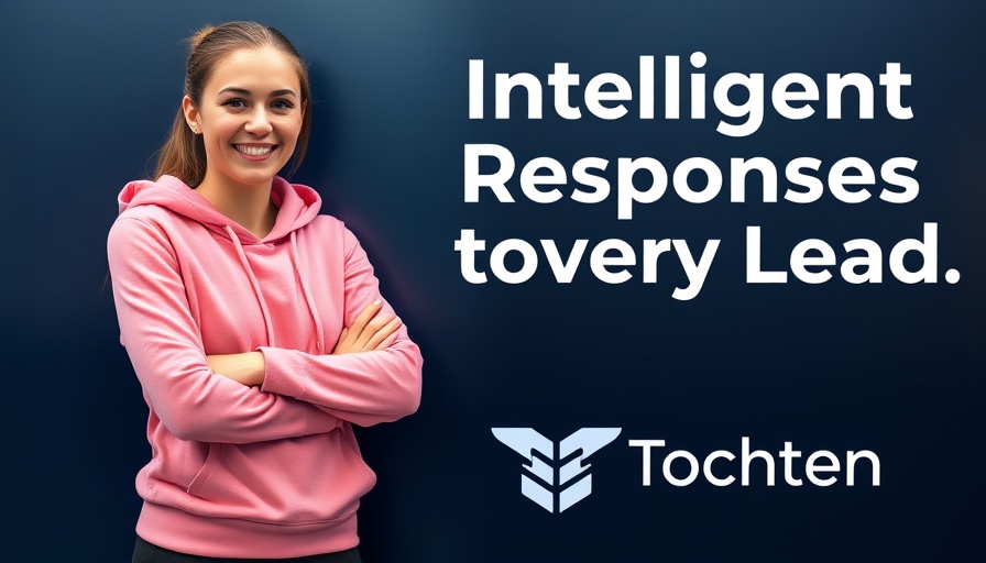 Smiling woman promoting AI lead nurturing agents in digital marketing.