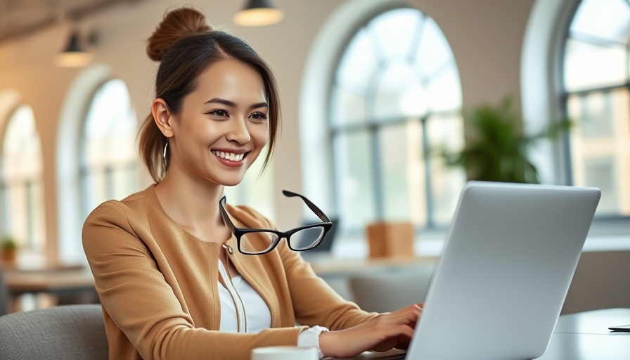 Young woman working on a laptop representing B2C vs B2B marketing trends with AI.