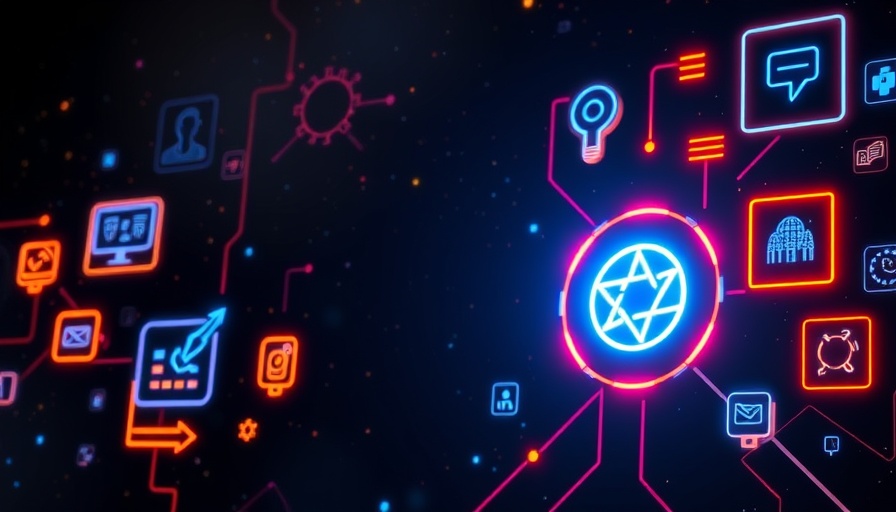 Futuristic neon icons illustrating experiential content in B2B marketing.