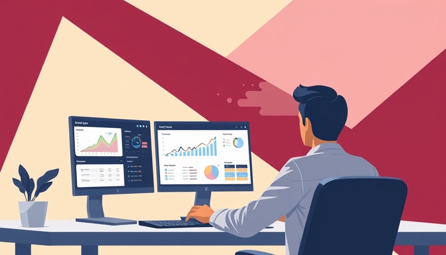 Illustration of AI search cannibalization with multiple screens and data.