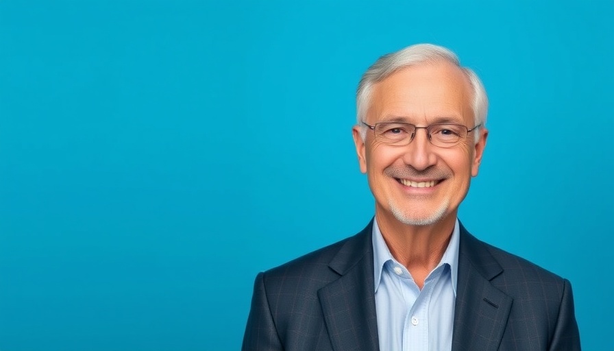 Corporate portrait on AI adoption mistakes, smiling man in suit with text overlay.
