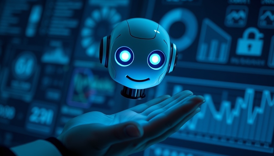 Futuristic AI assistant for small businesses, digital scene.