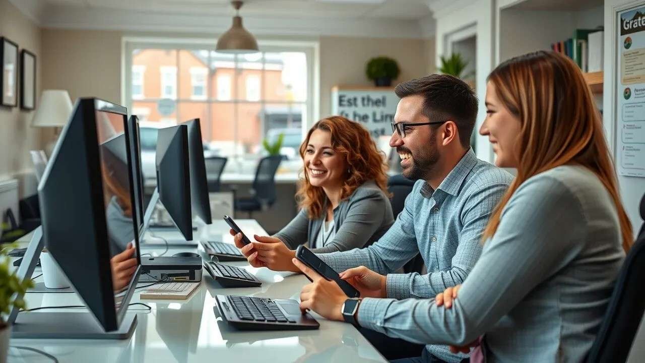 Groby estate agent team at work in local office helping sellers succeed.