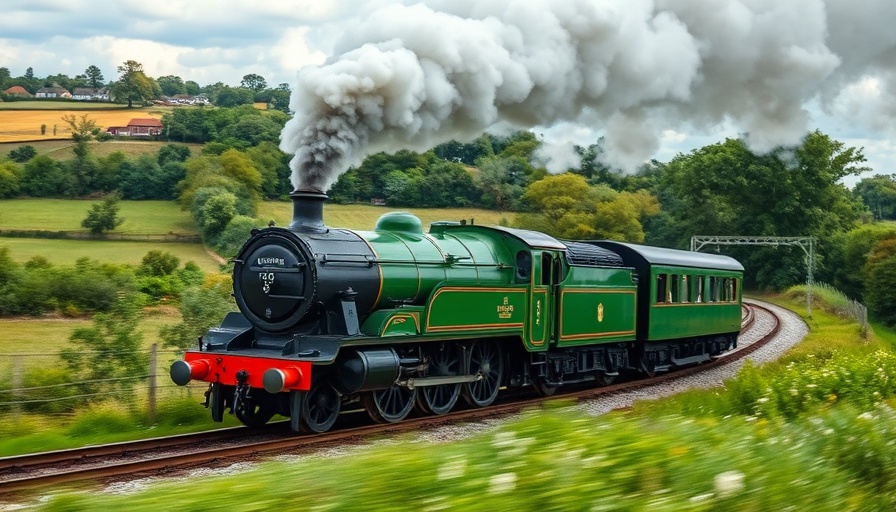 Historic train on Great Central Railway project in countryside.