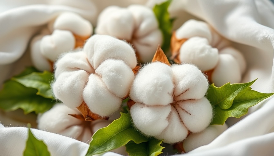 Why choose organic cotton: natural cotton bolls and green leaves.
