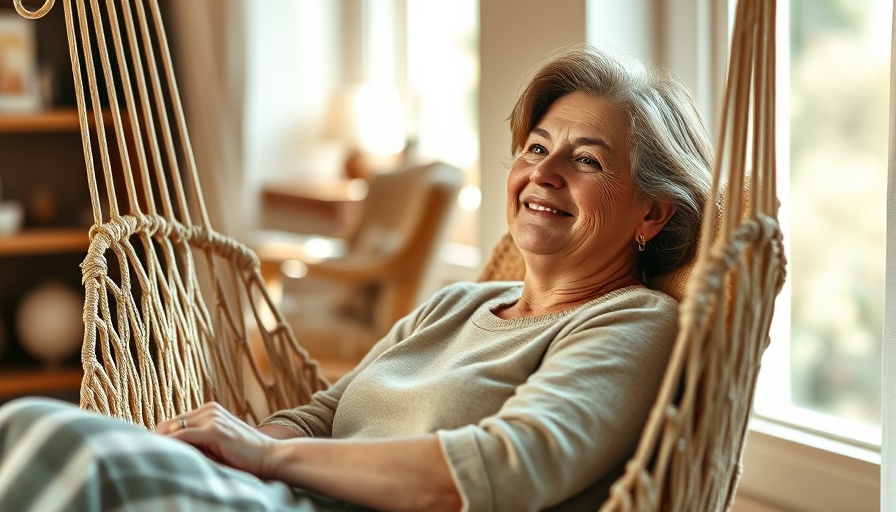 Middle-aged woman embracing healthy habits after 40, relaxing indoors.