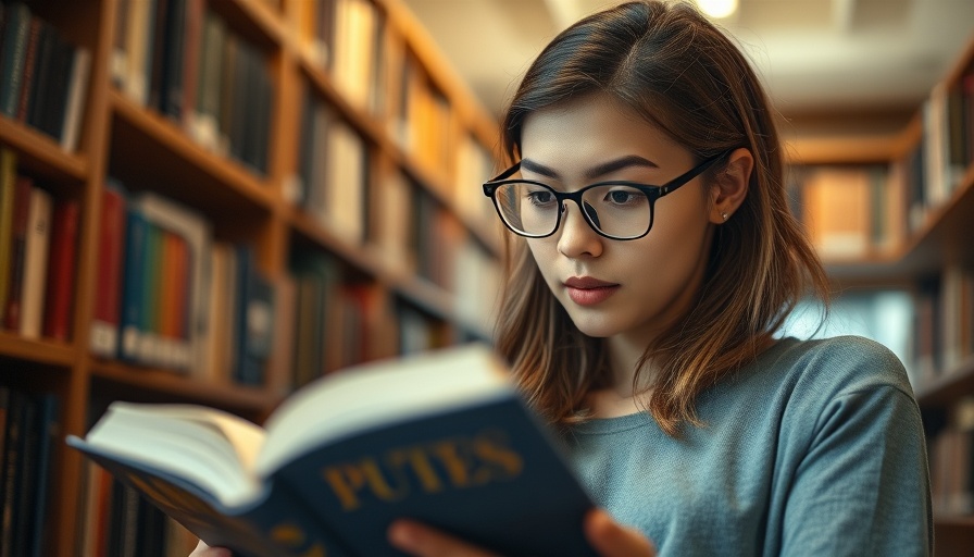 Young woman reading in a library, supporting your child with their exams.