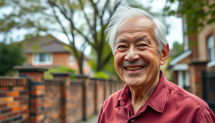 Elderly man smiling outdoors in residential area, discussing Isley Woodhouse development impact.