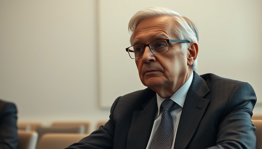 Elderly man in a suit focused at a meeting, discussing topics.