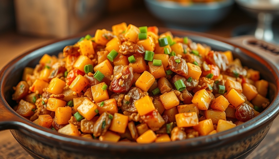Easy Texas Hash Recipe - colorful dish of ground beef, rice, and tomatoes.