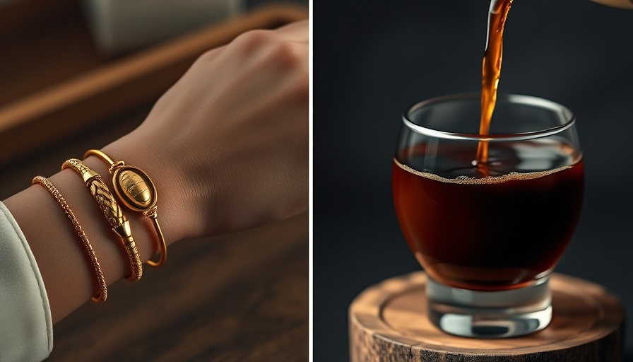 Affordable Luxuries on Amazon: Gold bracelets and coffee moment.
