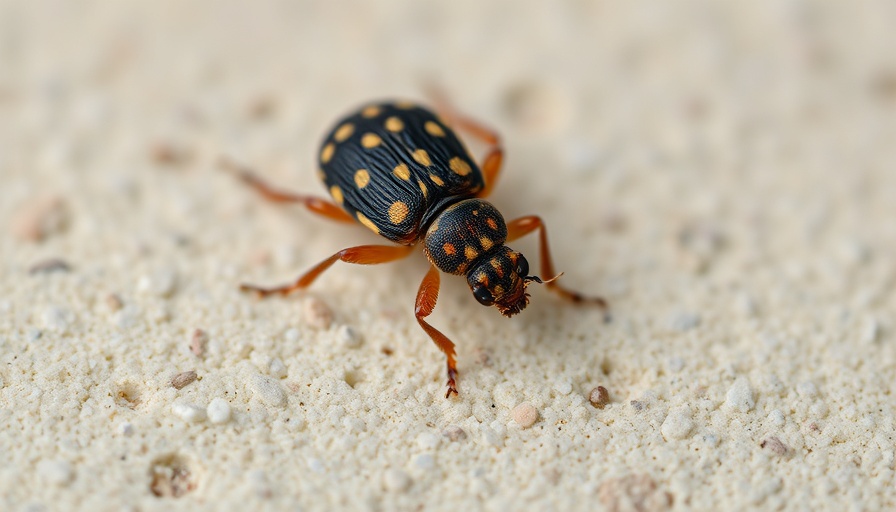 Detailed macro shot of a brown beetle, suggesting bubonic plague detection in Tahoe.