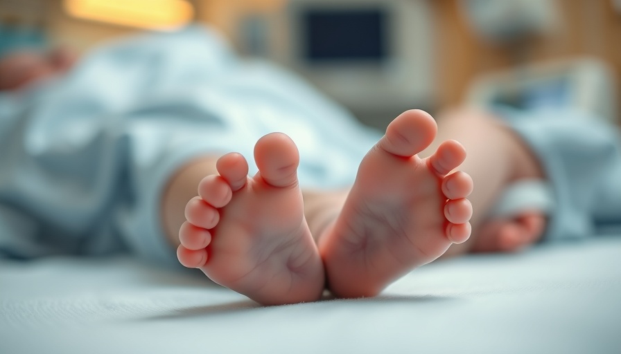 Newborn's tiny feet in hospital, representing whooping cough vaccination effects.